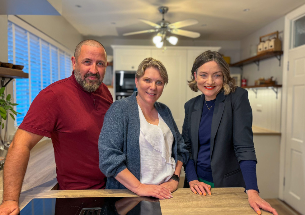 Claire and Pierce with Dee Coleman Augusta Kitchen Home Rescue
