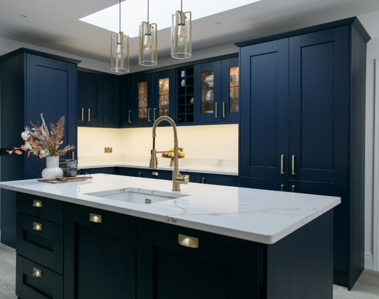 Deirdre Augusta Midnight Blue Kitchen with Island