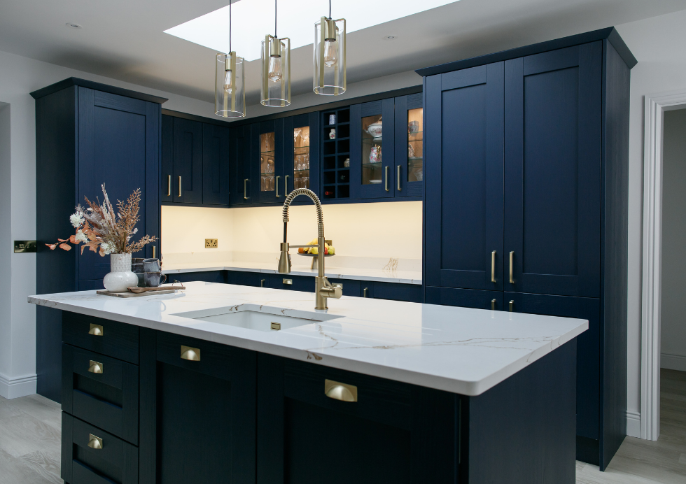 Deirdre Augusta Midnight Blue Kitchen with Island