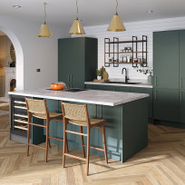 Modica Forest Green kitchen with island