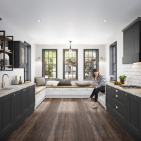 Augusta Graphite kitchen with Augusta White Bench Seating