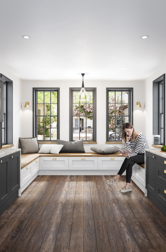 Augusta Graphite kitchen with Augusta White Bench Seating