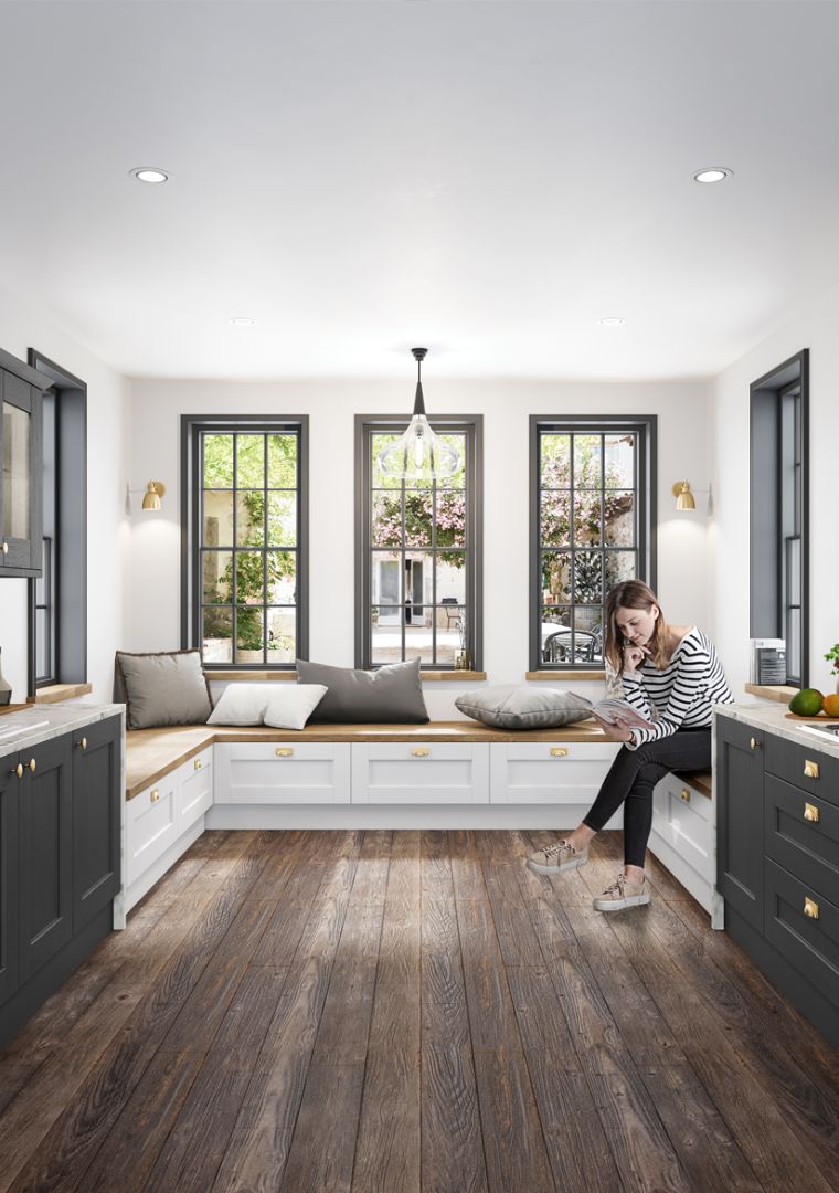 Augusta Graphite kitchen with Augusta White Bench Seating