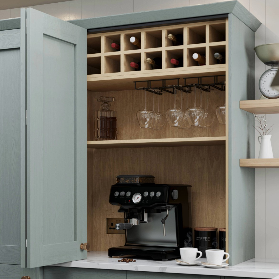 A bi-fold unit in the Mirano Sage kitchen range