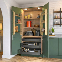 Modica Forest Green Prestige Larder with anthracite drawers main