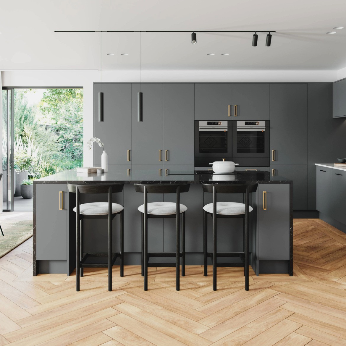 Modica Graphite kitchen with island