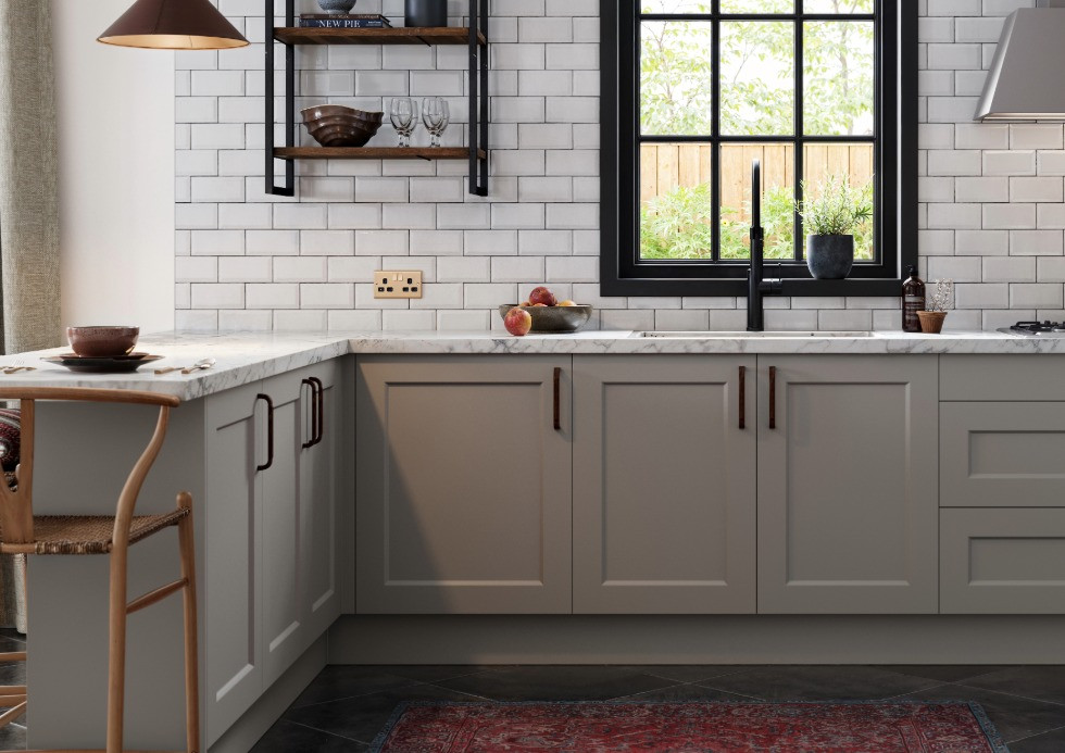 Oslo Linen Kitchen with Walnut Handles