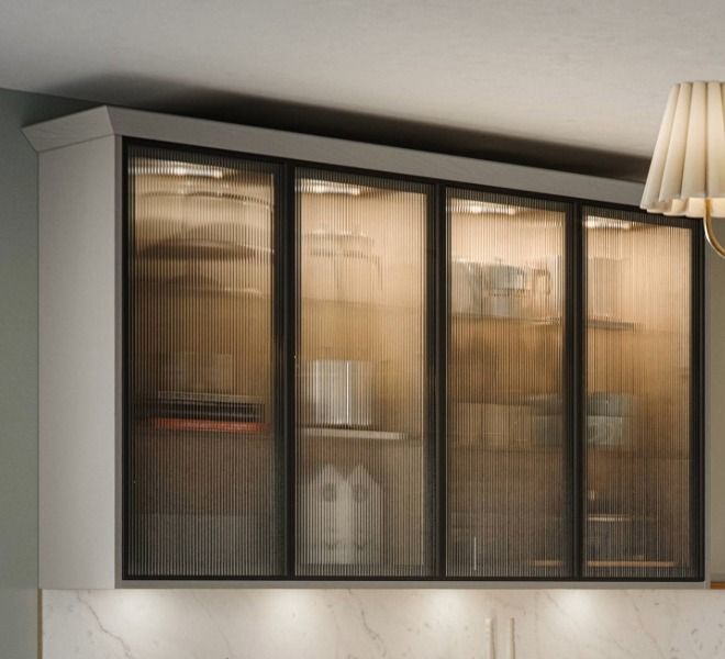 Reeded Glass Doors with Black Frames