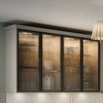 Reeded Glass Doors with Black Frames