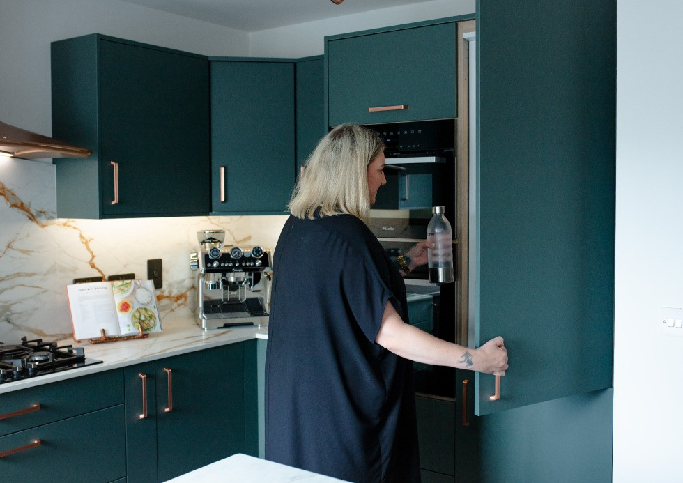 Gina Daly Modica Forest Green Kitchen Integrated Appliances