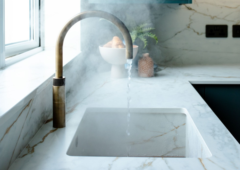 Gina Daly Modica Forest Green Kitchen Quooker Tap