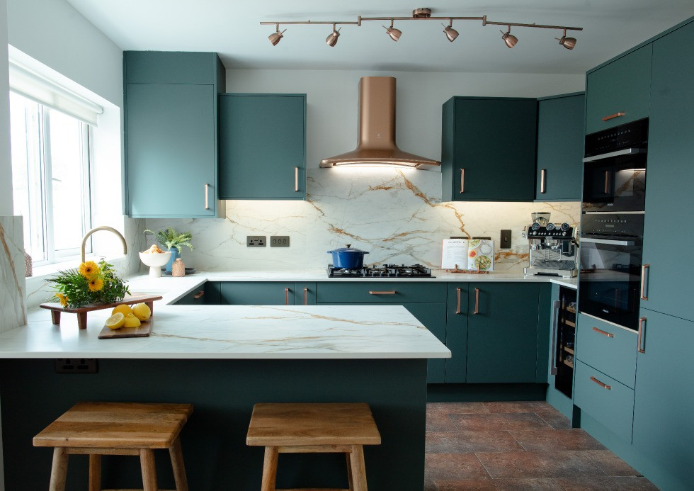 Gina Daly Modica Forest Green Kitchen Sleek Design
