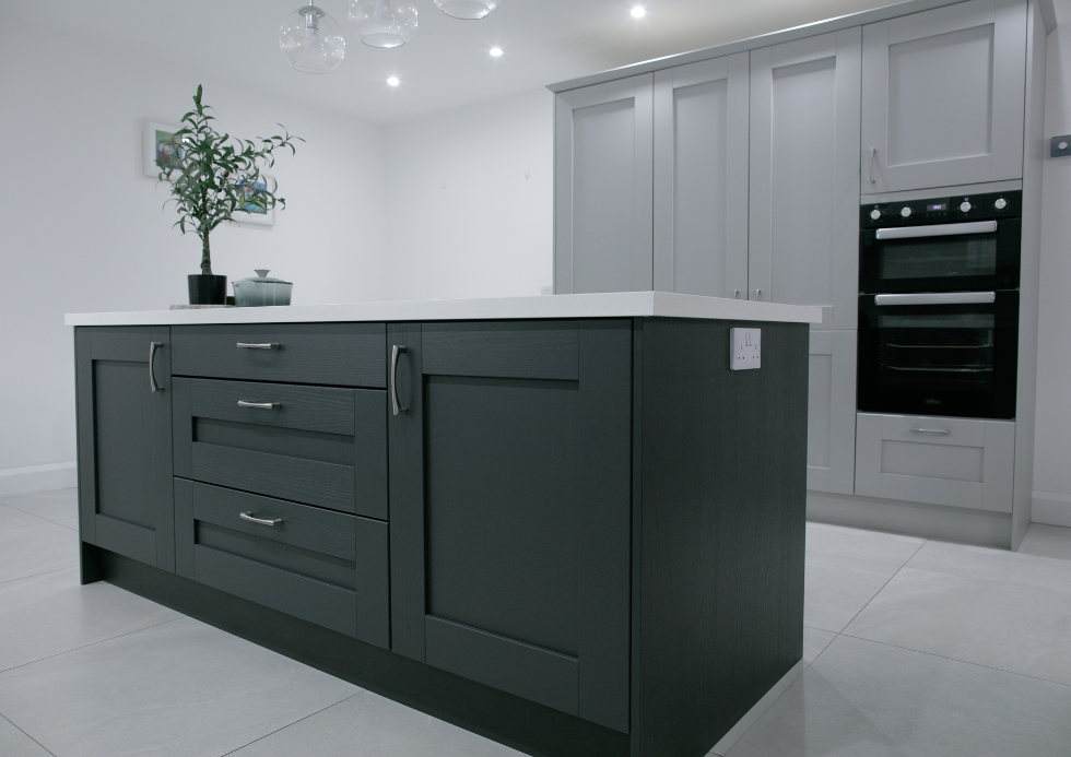 Augusta Dust Grey island Waterford customer kitchen
