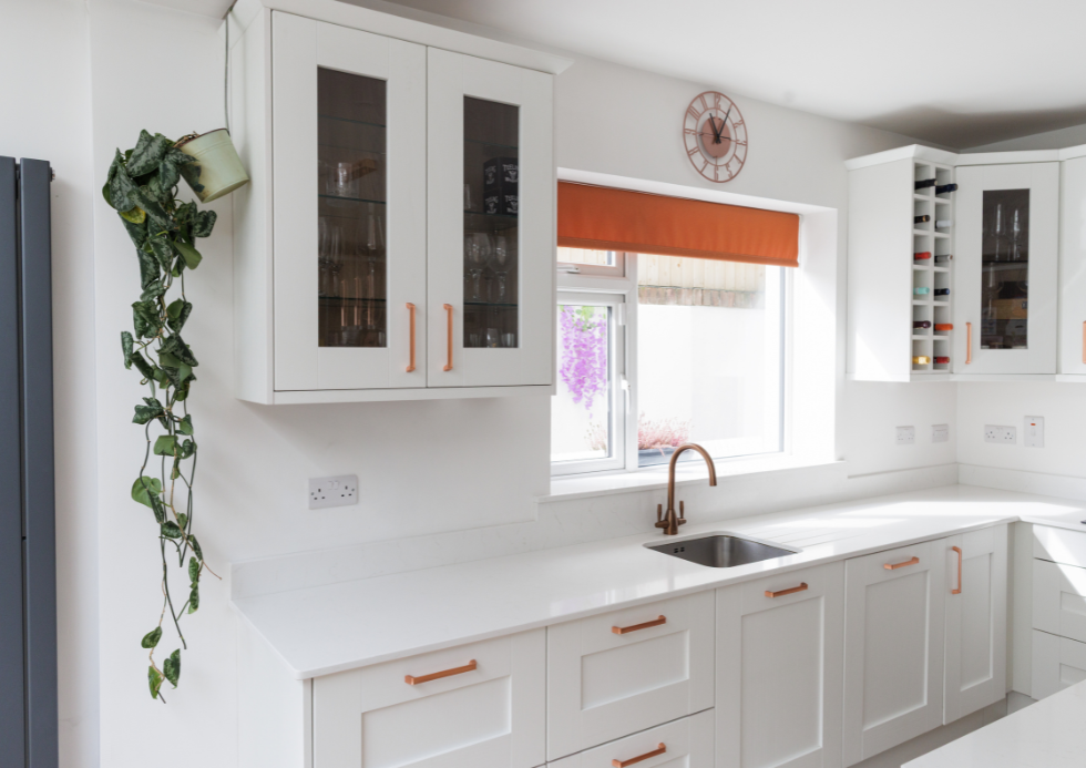 Eva Dublin White Kitchen Glass Cabinets