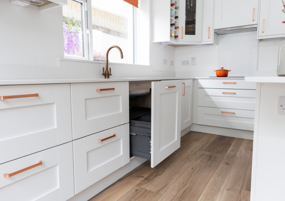 Eva Dublin White Kitchen Integrated Bin
