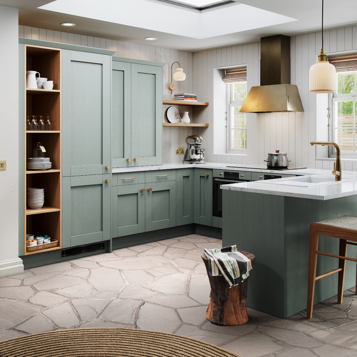 Mirano Sage kitchen - u-shaped with Peninsula